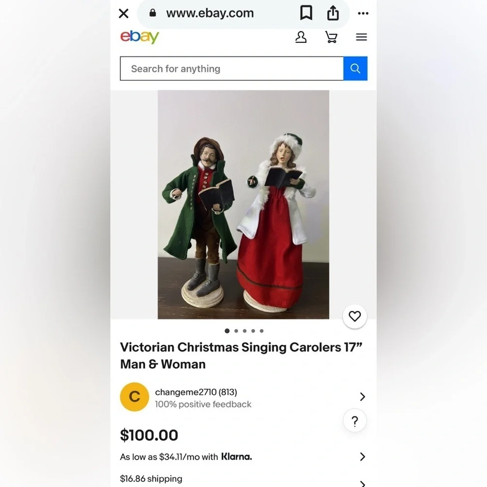 RARE Vintage Festive Holiday Caroler Figurines Man & Woman in Red/Green EUC